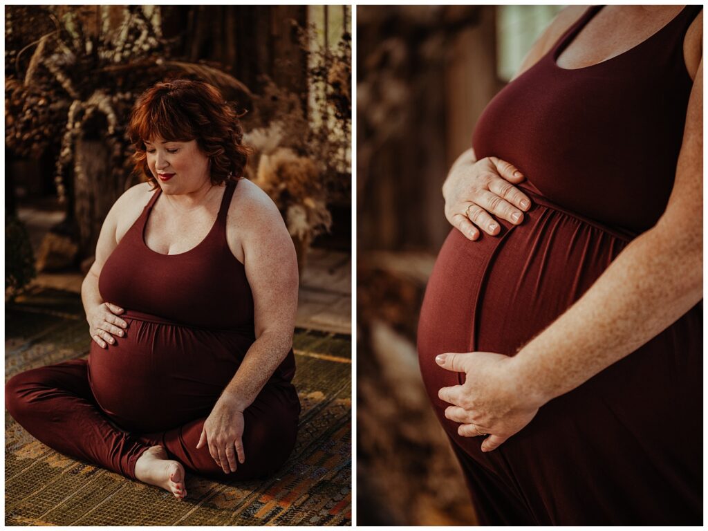 maternity portraits in a greenhouse in nashville, tn